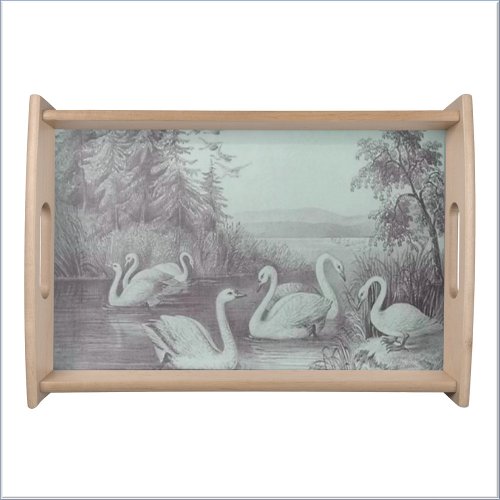 Vintage Swan Lake Blue  Serving Tray