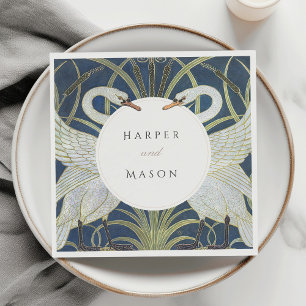 Vintage Swan Love Wedding Napkins