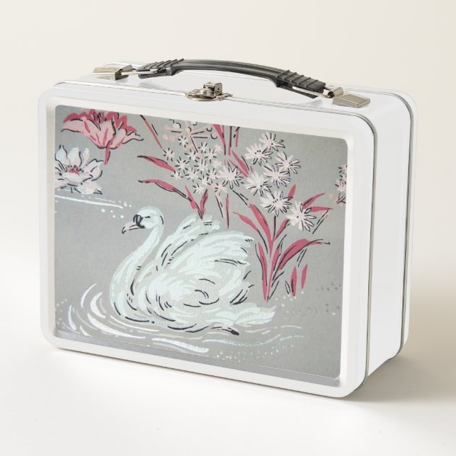 Vintage Swan  Metal Lunch Box (Front)