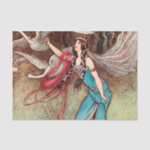 Vintage Swan Princess Witch Decoupage Art