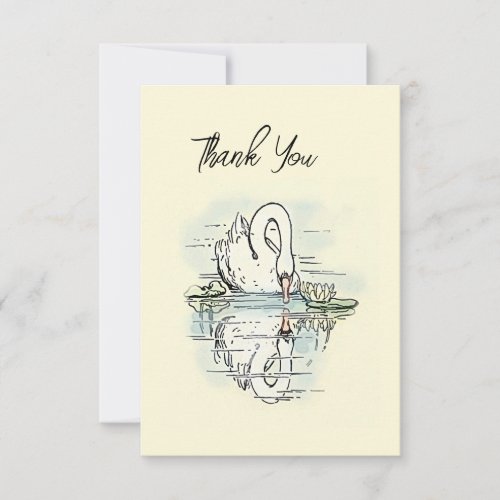 Vintage Swan Reflection Colorized  Thank You Card