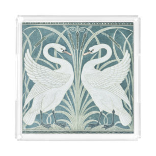 Vintage Swan, Rush And Iris by W. Crane Acrylic Tray