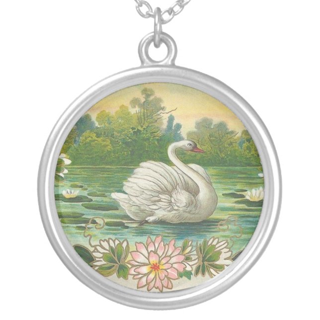 Vintage Swan Silver Plated Necklace (Front)