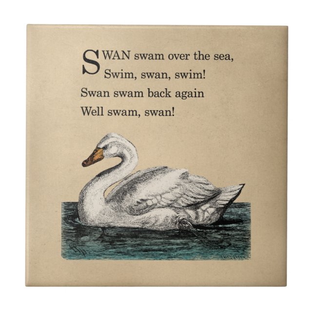Vintage Swan Tongue Twister Tile (Front)