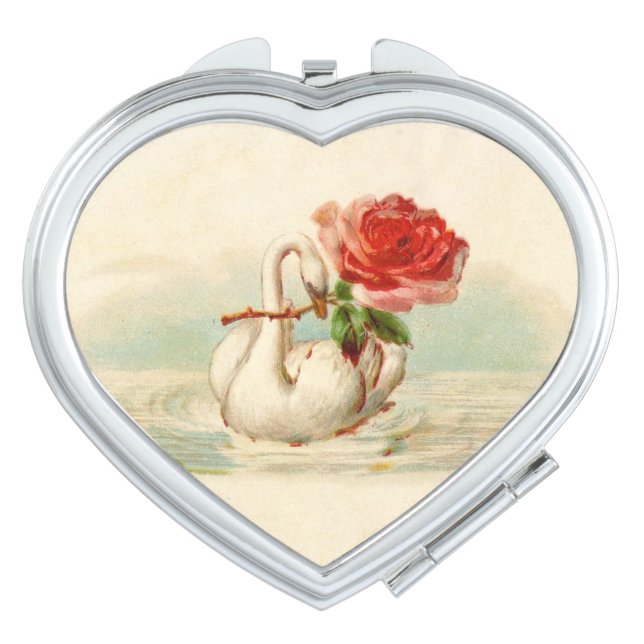 Vintage Swan With Rose Compact Mirror (Front)