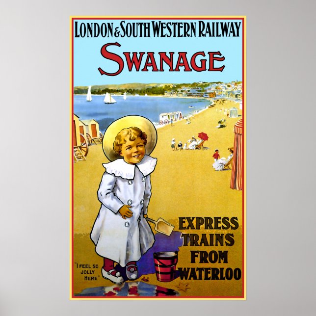 Vintage Swanage Rail Travel Poster (Front)