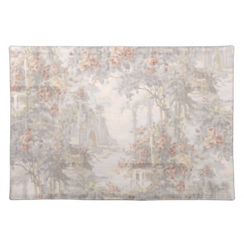 Vintage Swans Among Ruins Pattern Cloth Placemat
