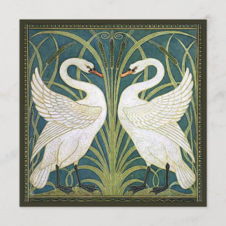 Vintage Swans Square Wedding Invitation