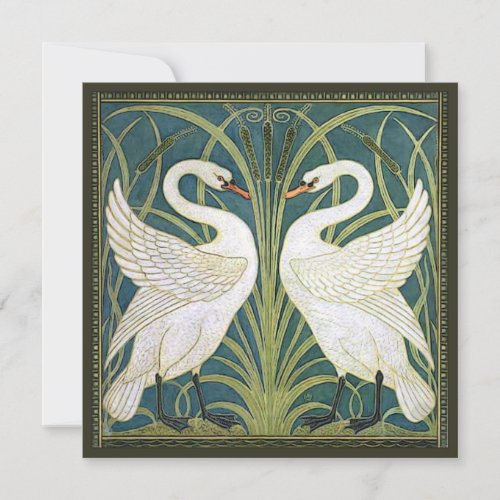 Vintage Swans Square Wedding Invitation