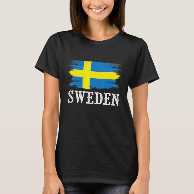 Vintage Sweden Flag I Love Sweden T-Shirt (Front)