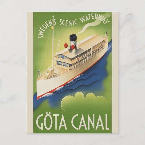 Vintage Sweden Retro Cruise Tourism Travel Postcard