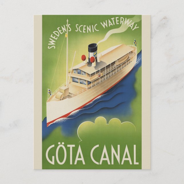 Vintage Sweden Retro Cruise Tourism Travel Postcard (Front)