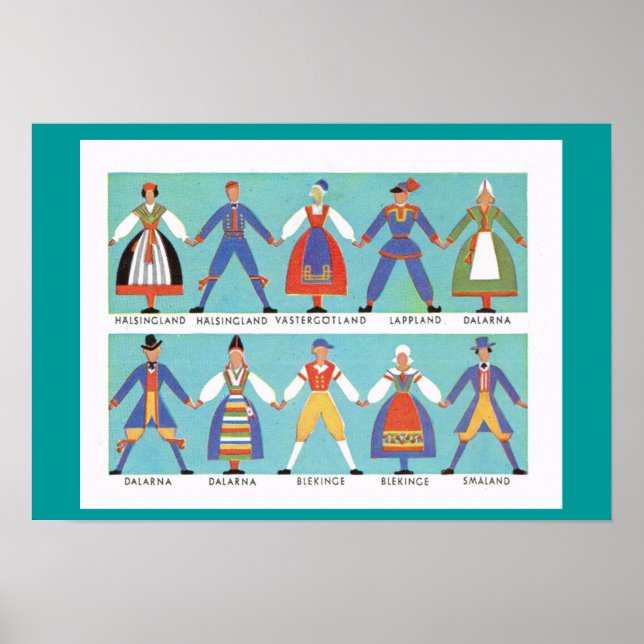 Vintage Sweden, Traditional regional costumes 1 Poster (Front)
