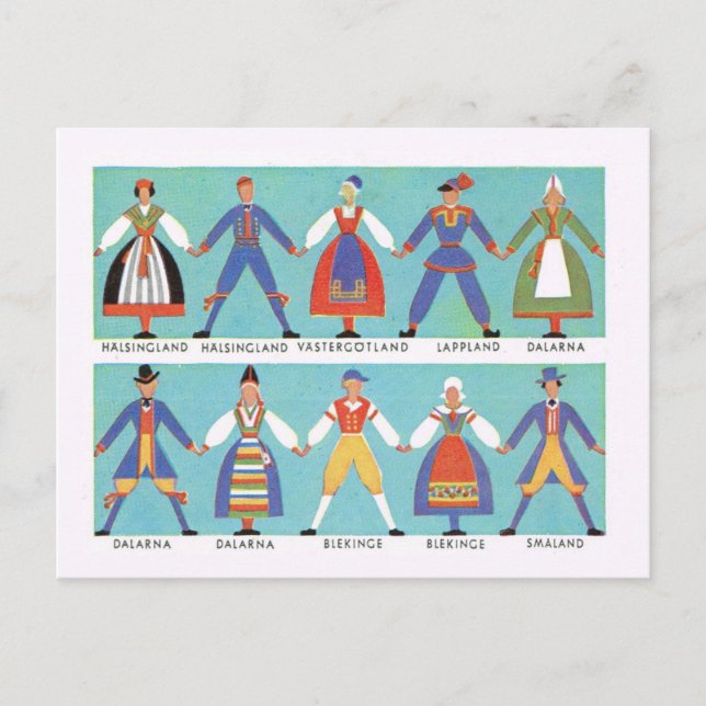 Vintage Sweden, Traditional Swedish folk costume Postcard (Front)