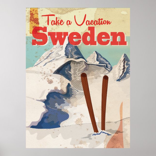 Vintage Sweden Travel Poster (Front)