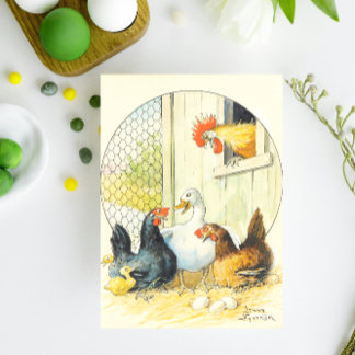 Vintage Swedish Easter Chicken Coop Jenny Nyström Holiday Postcard