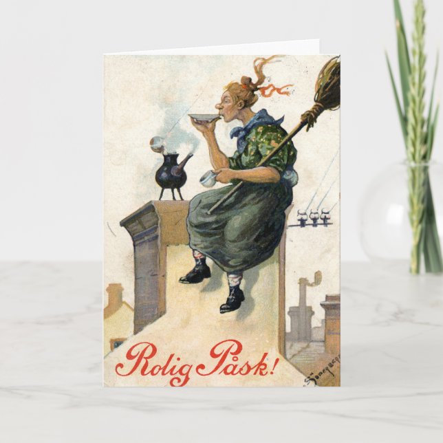 Vintage Swedish Easter painting card (Front)