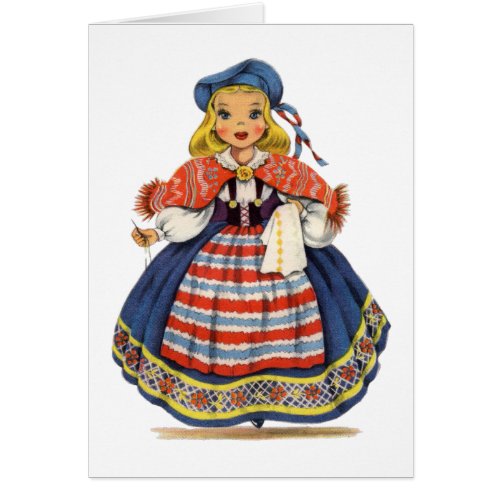 Vintage Swedish girl traditional dress