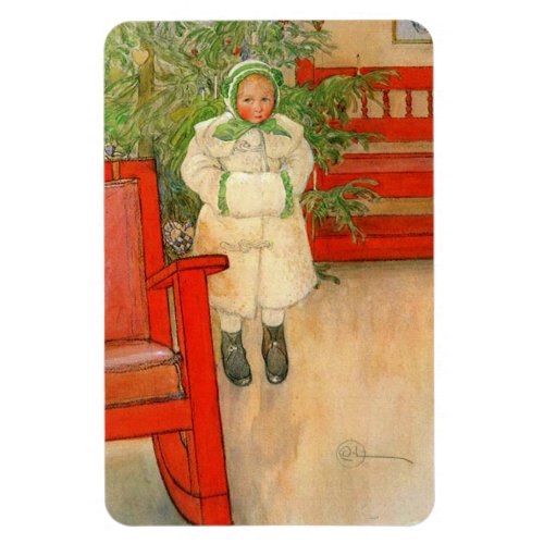 Vintage Swedish Girl with Muff Christmas Magnet