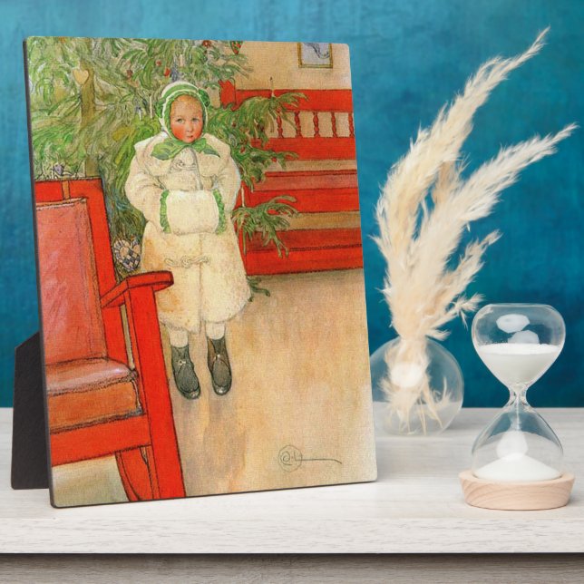Vintage Swedish Girl with Muff Christmas Plaque (Side)