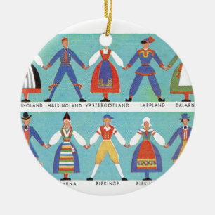 Vintage Swedish regional costumes Ceramic Ornament