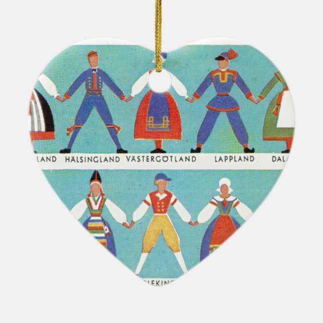 Vintage Swedish regional costumes Ceramic Ornament (Back)