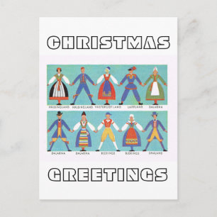 Vintage Swedish regional costumes Holiday Postcard