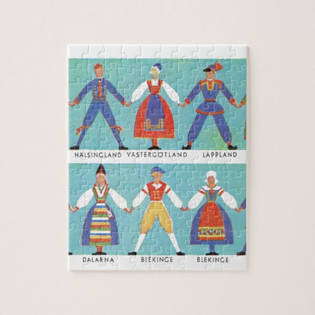 Vintage Swedish regional costumes Jigsaw Puzzle (Vertical)