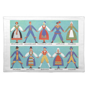 Vintage Swedish regional costumes Placemat