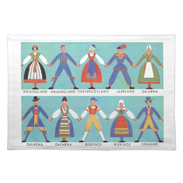 Vintage Swedish regional costumes Placemat (Front)
