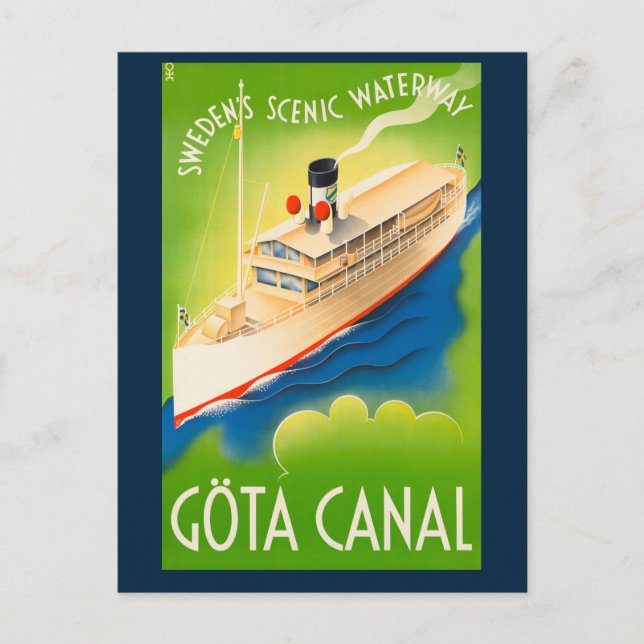 Vintage Swedish Ship Travel Postcard (Front)