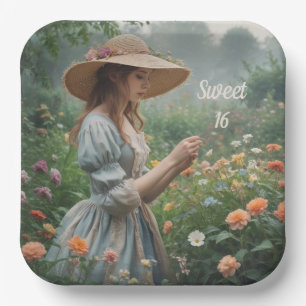 Vintage Sweet 16 Birthday Paper Plates