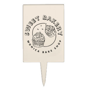 Vintage Sweet Bakery Logo Cake Topper