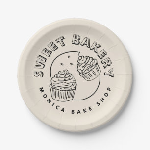 Vintage Sweet Bakery Logo Paper Plates