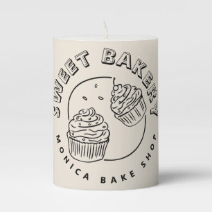 Vintage Sweet Bakery Logo Pillar Candle