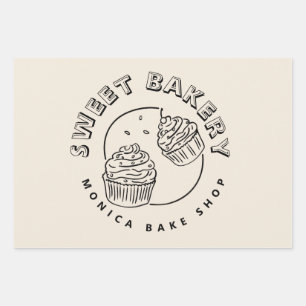 Vintage Sweet Bakery Logo Wrapping Paper Sheets