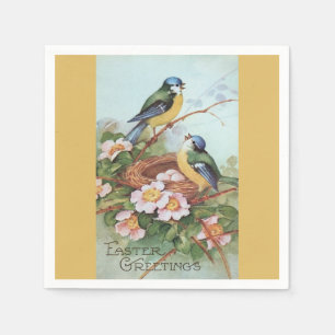 Vintage Sweet Birds and Nest Easter Paper Napkin