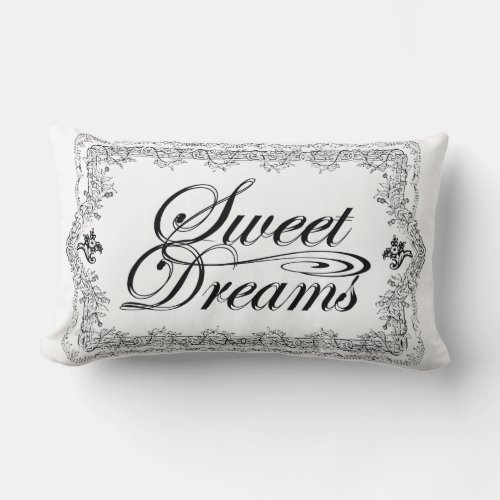 vintage sweet dreams retro black and white pillow