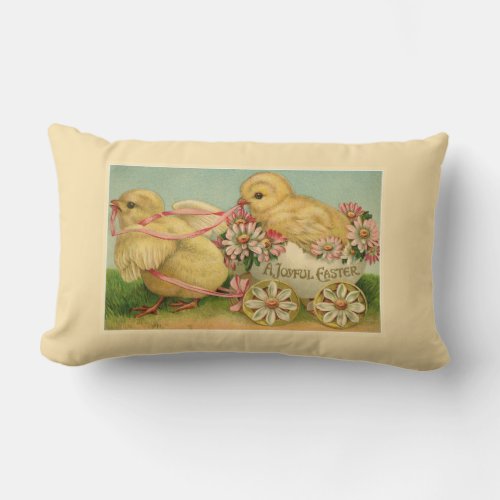 Vintage Sweet Fluffy Chicks Easter Lumbar Pillow