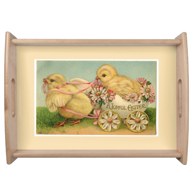 Vintage Sweet Fluffy Chicks Easter Serving Tray (Front)