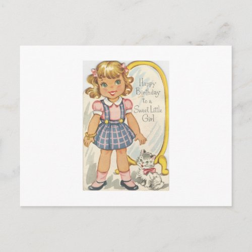 Vintage Sweet Girl Birthday Card