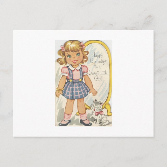 Vintage Sweet Girl Birthday Card (Front)