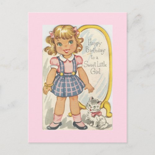 Vintage Sweet Girl Birthday Card