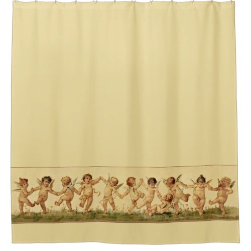 Vintage Sweet Happily Dancing Cherubs Angels Shower Curtain