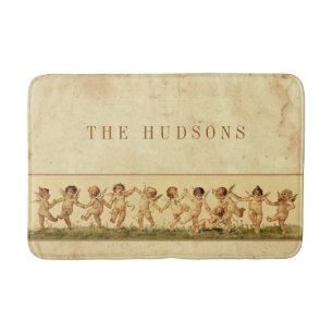 Vintage Sweet Happily Dancing Cherubs Personalized Bath Mat