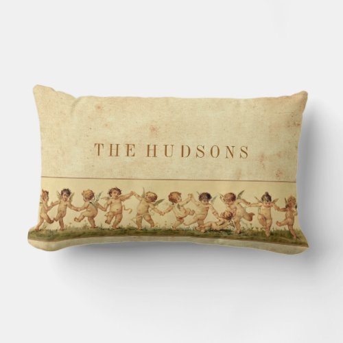 Vintage Sweet Happily Dancing Cherubs Personalized Lumbar Pillow