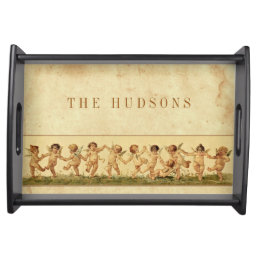 Vintage Sweet Happily Dancing Cherubs Personalized Serving Tray