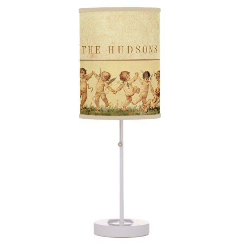 Vintage Sweet Happily Dancing Cherubs Personalized Table Lamp