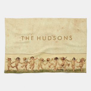 Vintage Sweet Happily Dancing Cherubs Personalized Towel