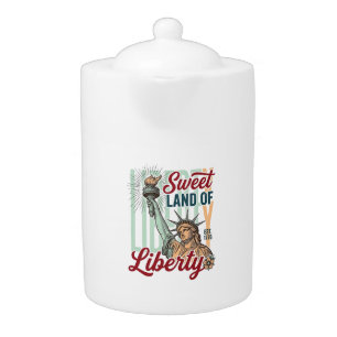 Vintage Sweet Land of Liberty Patriotic Shirt Desi Teapot